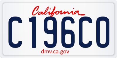 CA license plate C196C0