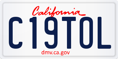 CA license plate C19TOL