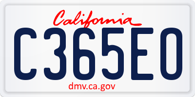 CA license plate C365EO