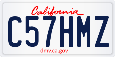 CA license plate C57HMZ