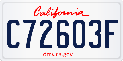 CA license plate C72603F