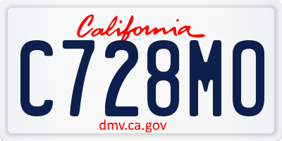 CA license plate C728MO