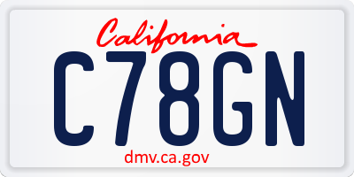 CA license plate C78GN