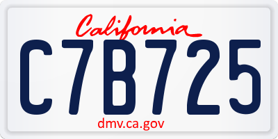 CA license plate C7B725