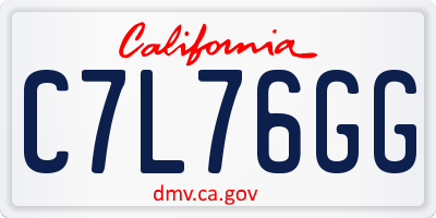 CA license plate C7L76GG