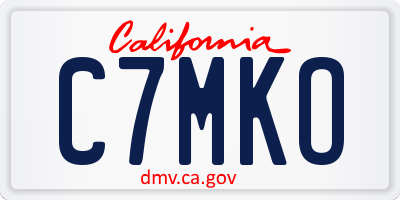 CA license plate C7MKO