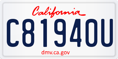 CA license plate C81940U