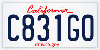 CA license plate C831G0