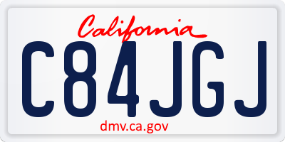 CA license plate C84JGJ