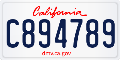 CA license plate C894789