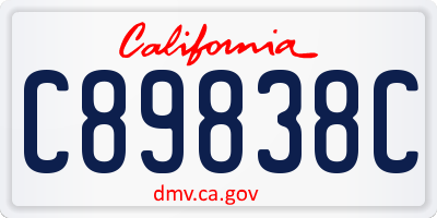 CA license plate C89838C