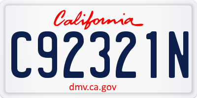 CA license plate C92321N