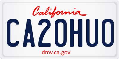 CA license plate CA20HUO