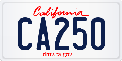 CA license plate CA250