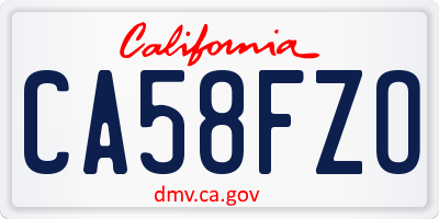 CA license plate CA58FZO