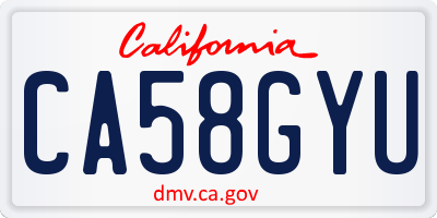 CA license plate CA58GYU