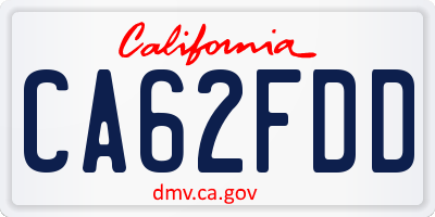 CA license plate CA62FDD