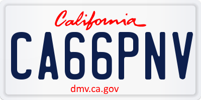 CA license plate CA66PNV