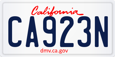 CA license plate CA923N