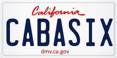 CA license plate CABASIX