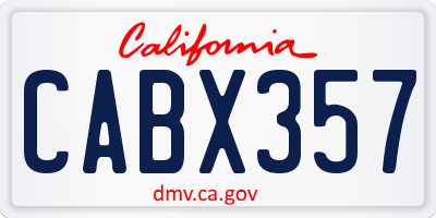 CA license plate CABX357