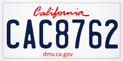 CA license plate CAC8762