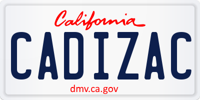 CA license plate CADIZAC