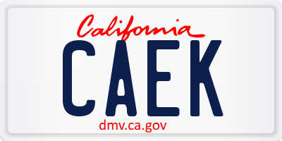 CA license plate CAEK