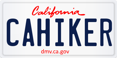 CA license plate CAHIKER