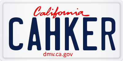 CA license plate CAHKER