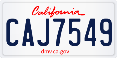 CA license plate CAJ7549