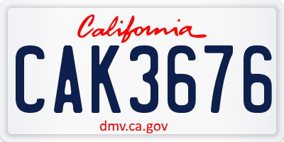 CA license plate CAK3676