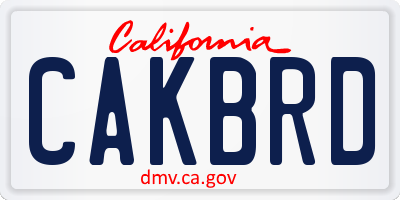 CA license plate CAKBRD