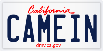 CA license plate CAMEIN