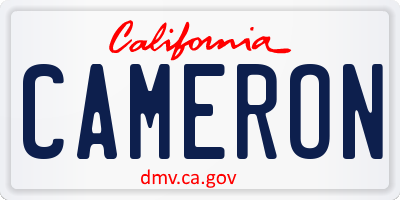 CA license plate CAMERON