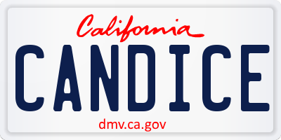 CA license plate CANDICE