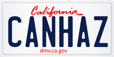 CA license plate CANHAZ