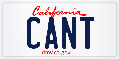 CA license plate CANT