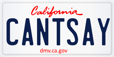 CA license plate CANTSAY