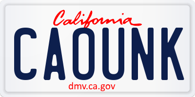 CA license plate CAOUNK