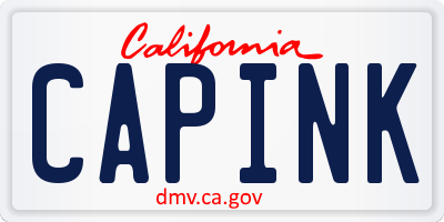 CA license plate CAPINK