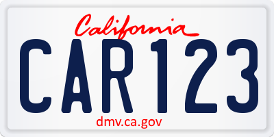 CA license plate CAR123