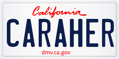 CA license plate CARAHER