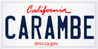 CA license plate CARAMBE