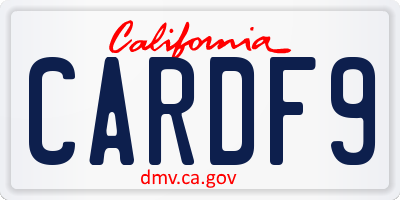 CA license plate CARDF9