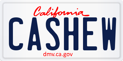 CA license plate CASHEW