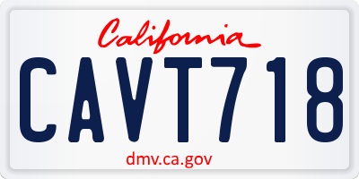 CA license plate CAVT718