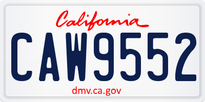 CA license plate CAW9552