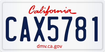 CA license plate CAX5781