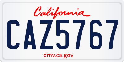 CA license plate CAZ5767